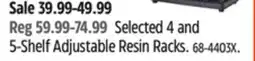 Canadian Tire MASTERCRAFT Selected 4 and 5-Shelf Adjustable Resin Racks offer