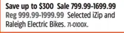 Canadian Tire Selected iZip and Raleigh Electric Bikes offer