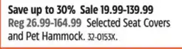 Canadian Tire Selected Seat Covers and Pet Hammock offer