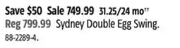 Canadian Tire CANVAS Sydney Double Egg Swing offer