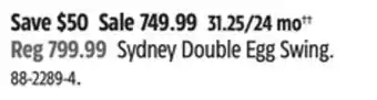 Canadian Tire CANVAS Sydney Double Egg Swing offer