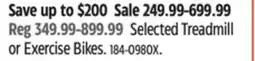 Canadian Tire Selected Treadmill or Exercise Bikes offer
