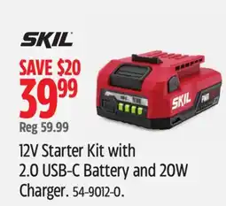 Canadian Tire SKIL 12V Starter Kit with 2.0 USB-C Battery and 20W Charger offer