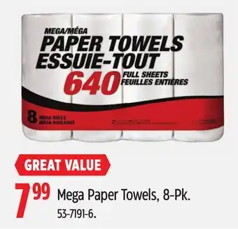 Canadian Tire Mega Paper Towels offer