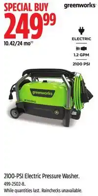 Canadian Tire Greenworks 2100-PSI Electric Pressure Washer offer