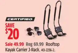 Canadian Tire Certified Rooftop Kayak Carrier J-Rack offer