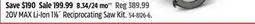 Canadian Tire DEWALT 20V MAXI Li-ion 1% Reciprocating Saw Kit offer