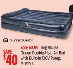 Canadian Tire OUTBOUND Queen Double-High Air Bed with Built-In 120V Pump offer