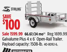 Canadian Tire Stirling Galvalume Plus 4 x 6´ Open-Rail Trailer offer