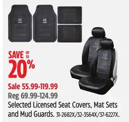 Canadian Tire Selected Licensed Seat Covers, Mat Sets and Mud Guards offer