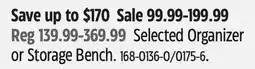 Canadian Tire Selected Organizer or Storage Bench offer