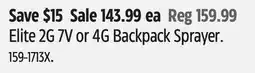 Canadian Tire Scotts Elite 2G 7V or 4G Backpack Sprayer offer