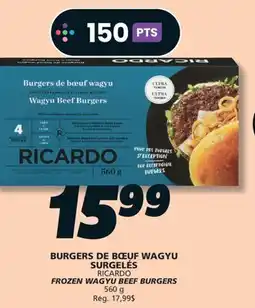 IGA RICARDO FROZEN WAGYU BEEF BURGERS offer