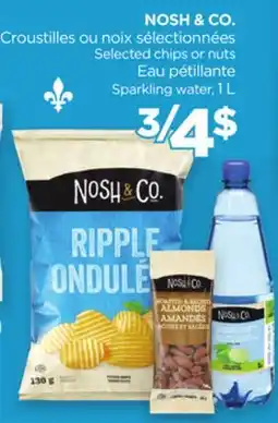 Proxim NOSH & CO. Selected chips or nuts, Sparkling water offer