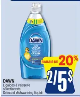 Jean Coutu DAWN Selected dishwashing liquids offer