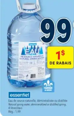 Familiprix Essentiel natural spring water offer