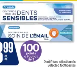 Jean Coutu PERSONNELLE Selected toothpastes offer