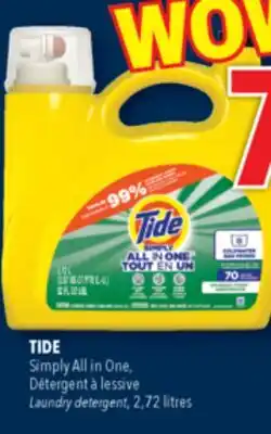 Familiprix FLEECY Fabric softener, 2,6 litres or TIDE, Simply All in One, Laundry detergent, 2,72 litres offer