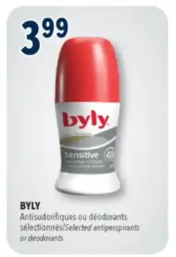 Familiprix BYLY Selected antiperspirants or deodorants offer