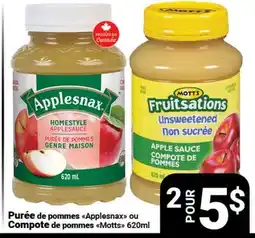 Pasquier Purée de pommes Applesnax ou Compote de pommes Motts offer