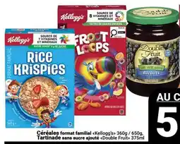 Pasquier Céréales format familial + Kellogg's 360g / 650g, Tartinade sans sucre ajouté Double Fruits 375ml offer