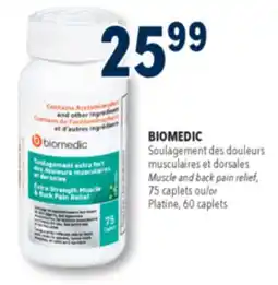 Familiprix Biomedic extra strength muscle & back pain relief caplets 75un offer