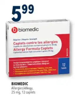 Familiprix Biomedic allergy formula caplets regular strength 12un offer