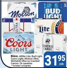 Pasquier Bière Miller Lite, Bud Light, Coors Light, Molson Ultra, Michelob Ultra ou Cracked Canoe offer