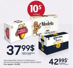 Metro CORONA OU STELLA ARTOIS FORMATS 24 BOUTEILLES OU CANETTES 330ML À 355ML offer