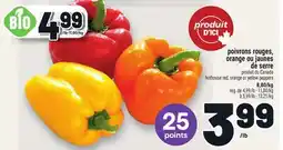 Metro POIVRONS ROUGES, ORANGE OU JAUNES DE SERRE | HOTHOUSE RED, ORANGE OR YELLOW PEPPERS offer