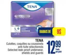 Jean Coutu TENA Selected leak-proof underwear, shields and guards offer
