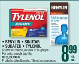 Jean Coutu BENYLIN, SINUTAB, SUDAFED, TYLENOL For cold, cough and flu offer