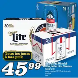 Marché Richelieu BIÈRE LABATT MICHELOB ULTRA, MILLER LITE, SLEEMAN CLEAR 2.0 | BEER offer