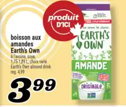 Marché Richelieu BOISSON AUX AMANDES EARTH'S OWN | EARTH'S OWN ALMOND DRINK offer
