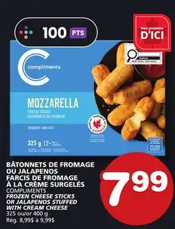 Marches Tradition COMPLIMENTS FROZEN CHEESE STICKS OR JALAPENOS STUFFED WITH CREAM CHEESE offer