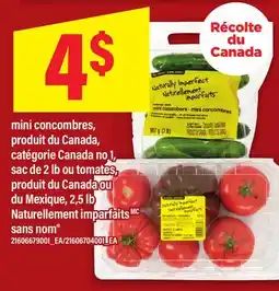 Maxi MINI CONCOMBRES, SAC DE 2 LB OU TOMATES, 2,5 lb NATURELLEMENT IMPARFAITS SANS NOM offer
