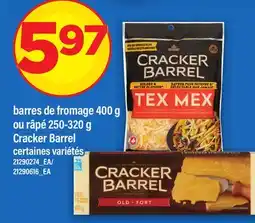 Maxi BARRES DE FROMAGE, 400 G OU RÂPÉ, 250-320 G CRACKER BARREL offer