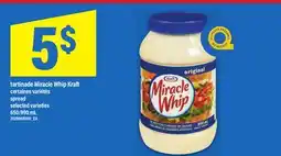 Maxi TARTINADE MIRACLE WHIP KRAFT | SPREAD, 650/890 ML offer