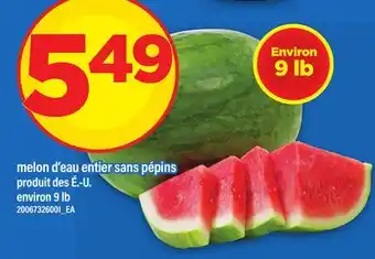 Maxi MELON D'EAU ENTIER SANS PÉPINS, ENVIRON 9 LB offer