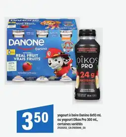 Maxi YOGOURT À BOIRE DANINO, 6X93 ML OU YOGOURT OÎKOS, PRO 300 ML offer