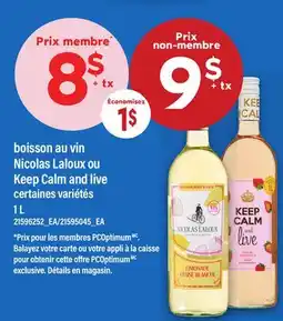 Maxi BOISSON AU VIN NICOLAS LALOUX OU KEEP CALM AND LIVE offer