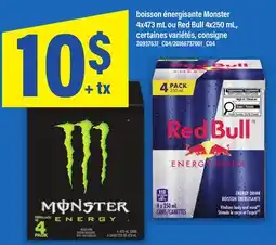 Maxi BOISSON ÉNERGISANTE MONSTER 4X473 ML OU RED BULL 4X250 ML offer