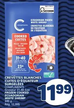 Marché Bonichoix COMPLIMENTS Grosseur 31-40 Size FROZEN COOKED ECUADORIAN WHITE SHRIMP offer