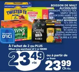 Marché Bonichoix SMIRNOFF, TWISTED TEA, SIMPLY SPIKED OR SVNS HARD 7-UP ALCOHOLIC offer