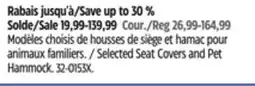 Canadian Tire Autotrends Selected Seat Covers and Pet Hammock offer