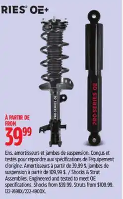 Canadian Tire PRO-SERIES OE+ Shocks & Strut Assemblies offer