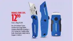 Canadian Tire 3-Pc Cutting Set: Folding Utility Knife, Retractable Safety Knife & Scraper offer