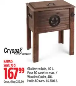 Canadian Tire Cryopak Wooden Cooler, 40L offer