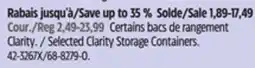 Canadian Tire Selected Clarity Storage Containers offer