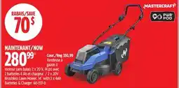Canadian Tire Mastercraft 2 x 20V Brushless Lawn Mower, 14° with 2 x 4Ah Batteries & Charger offer